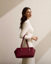 Bisaccia Geometric Plant-Based Shoulder Bag | Bordeaux