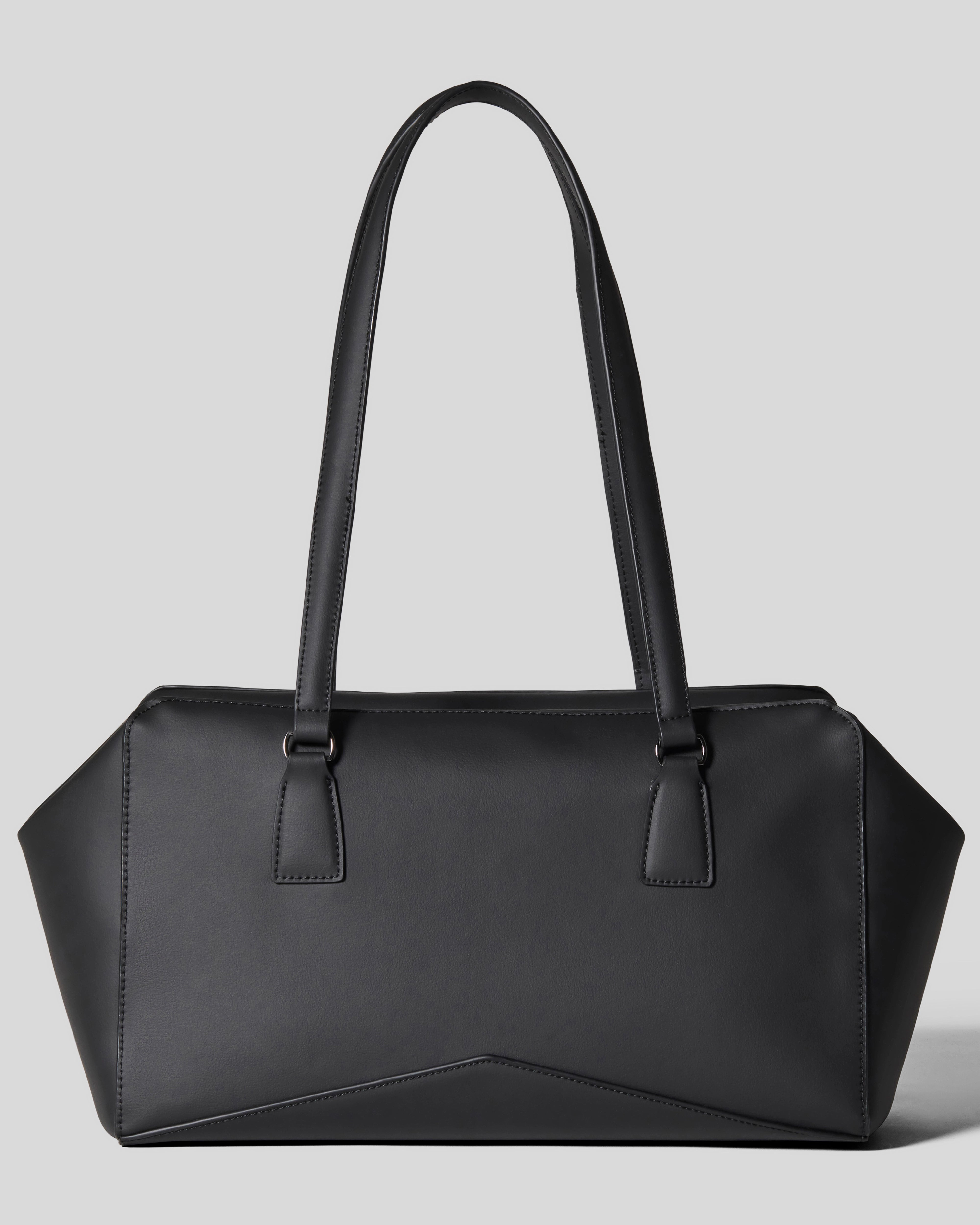 Bisaccia Geometric Plant-Based Shoulder Bag | Black