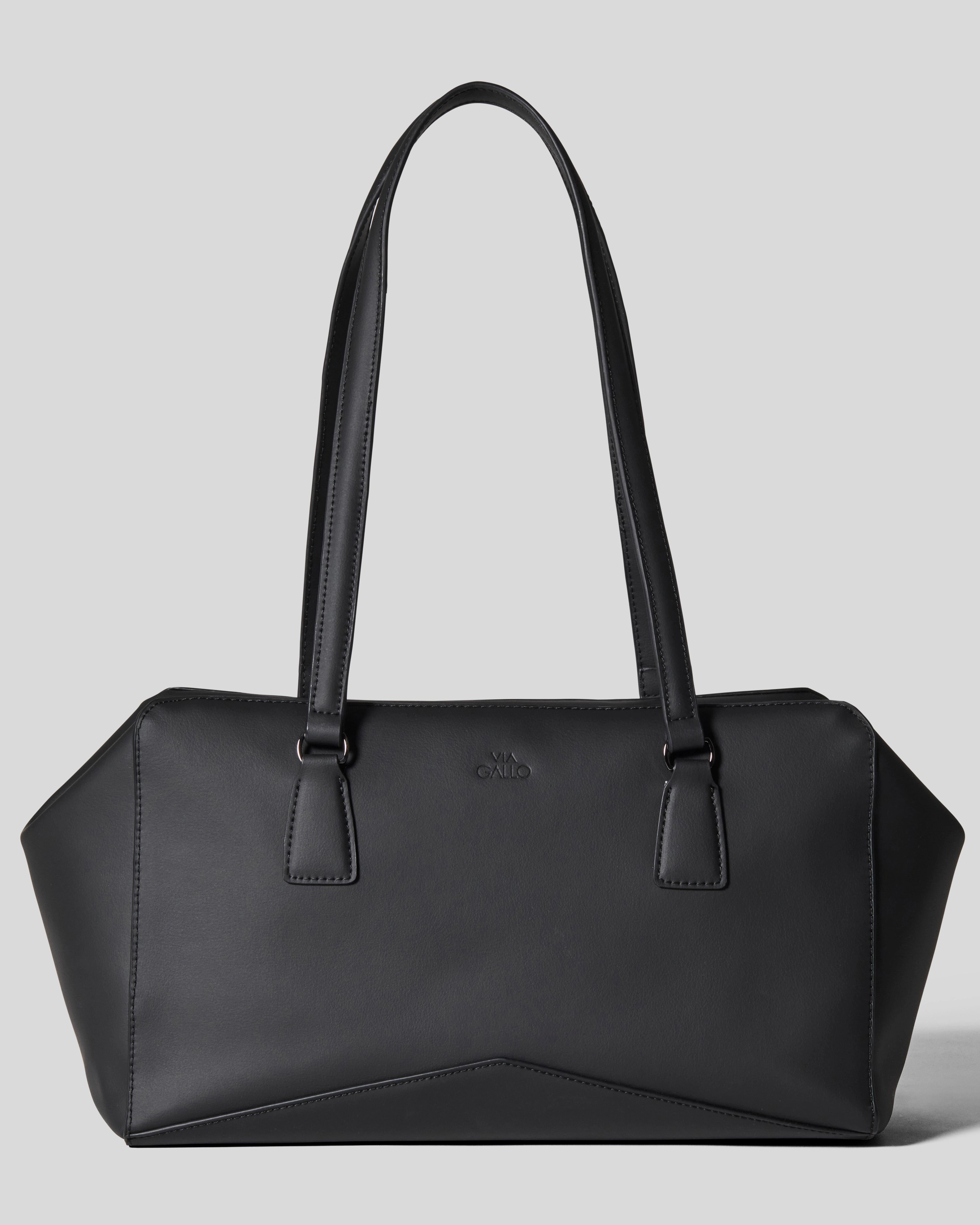 Bisaccia Geometric Plant-Based Shoulder Bag | Black