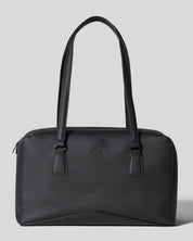 Bisaccia Geometric Plant-Based Shoulder Bag | Black