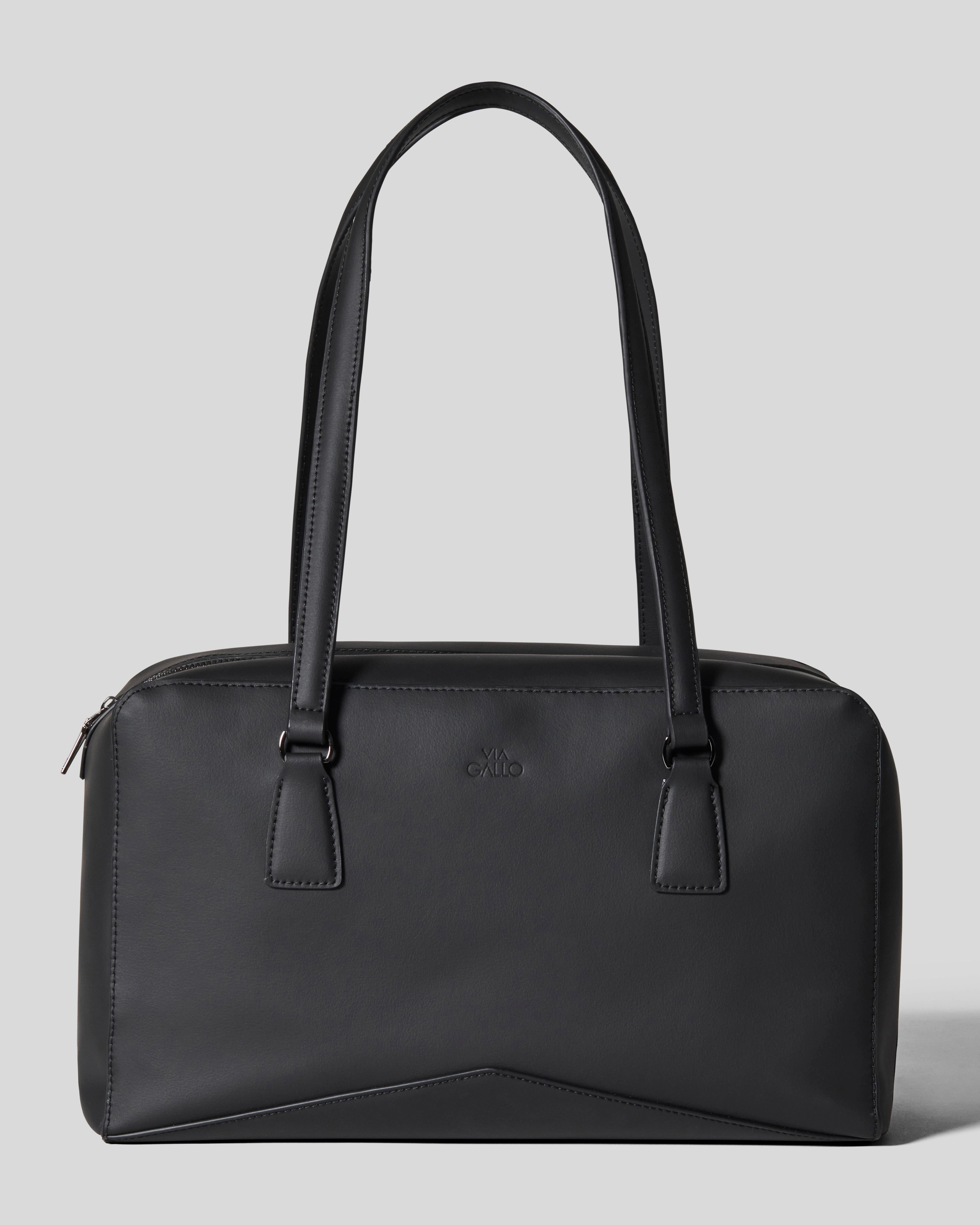 Bisaccia Geometric Plant-Based Shoulder Bag | Black