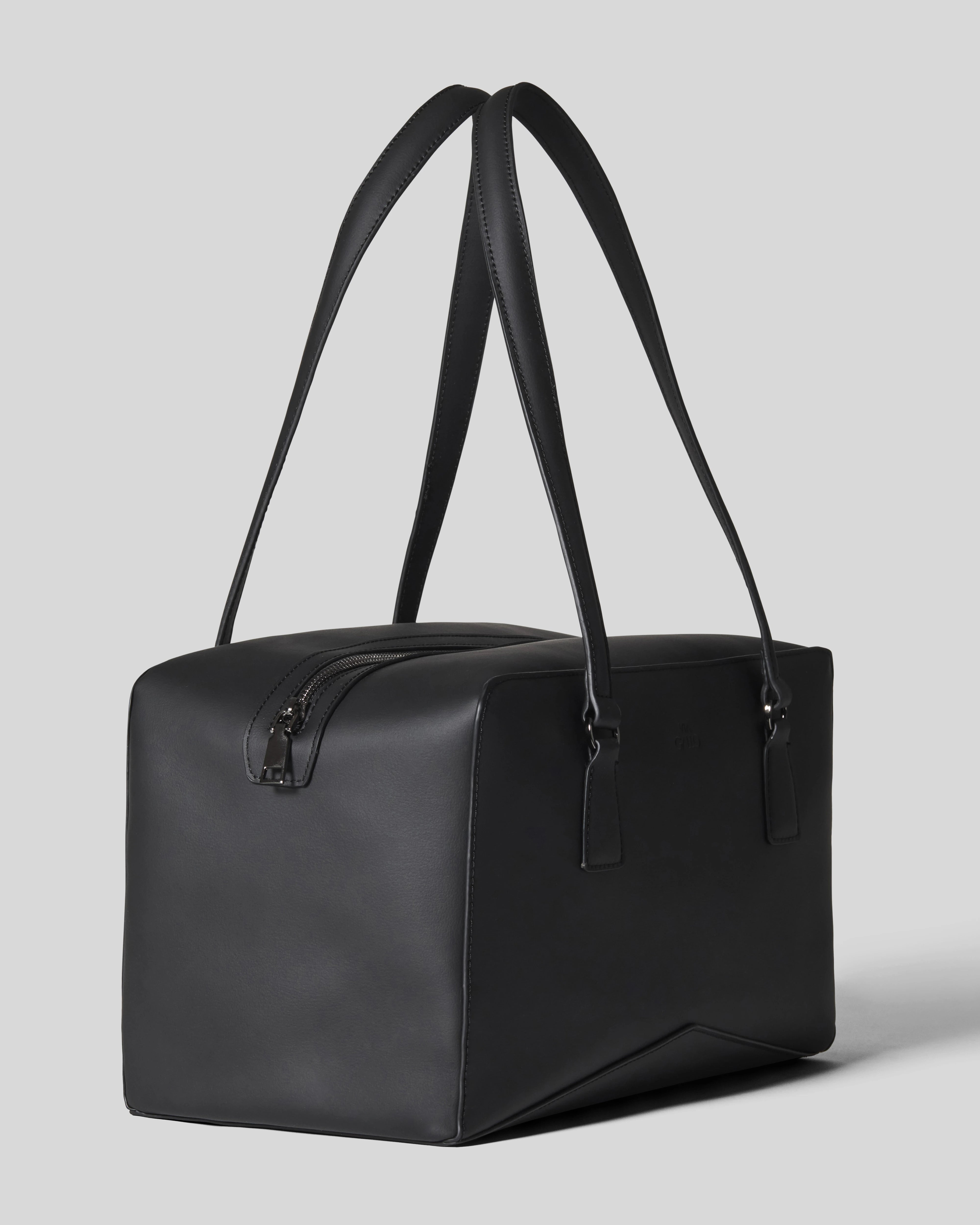 Bisaccia Geometric Plant-Based Shoulder Bag | Black