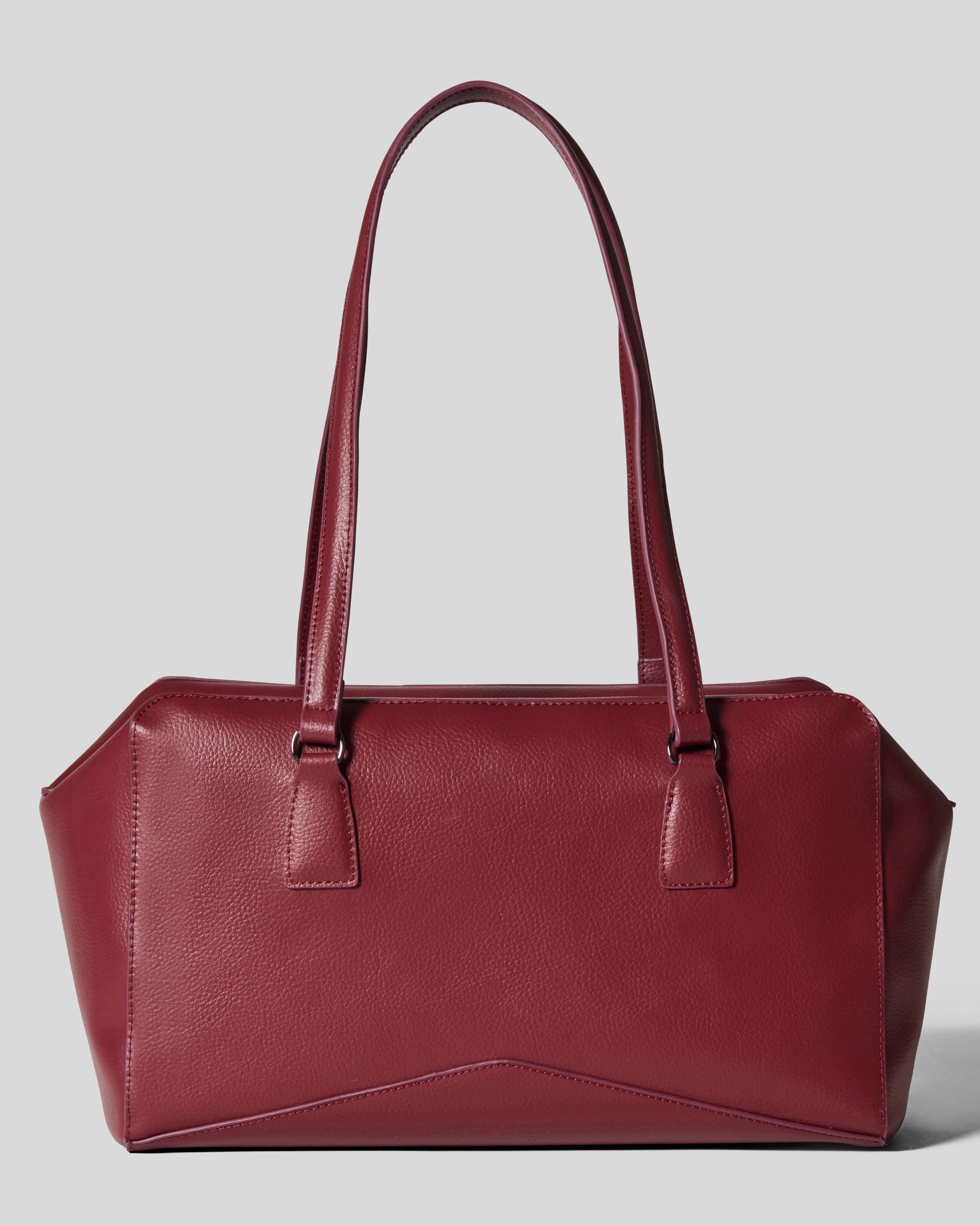 Bisaccia Geometric Plant-Based Shoulder Bag | Bordeaux