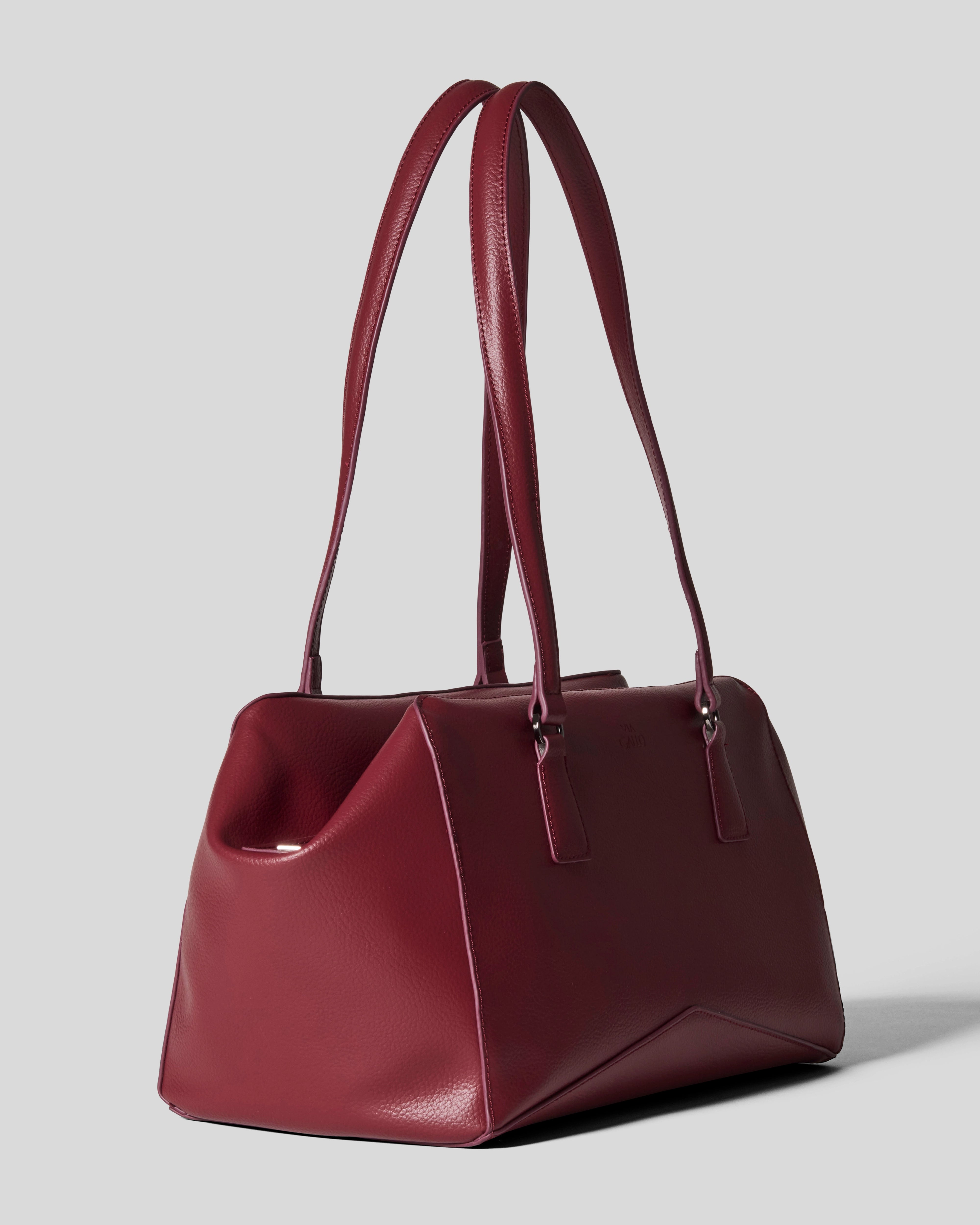 Bisaccia Geometric Plant-Based Shoulder Bag | Bordeaux