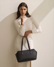 Bisaccia Geometric Plant-Based Shoulder Bag | Black