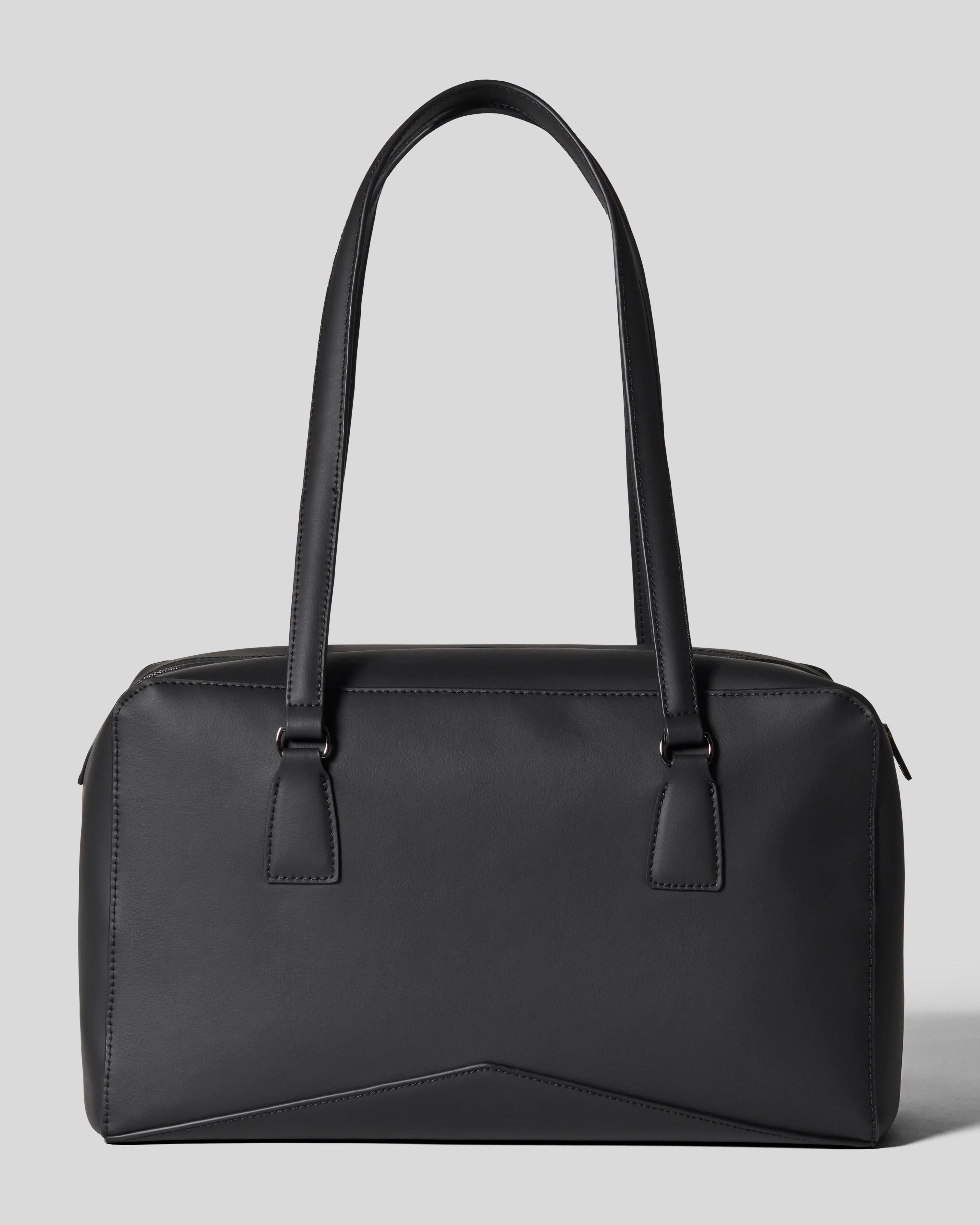 Bisaccia Geometric Plant-Based Shoulder Bag | Black