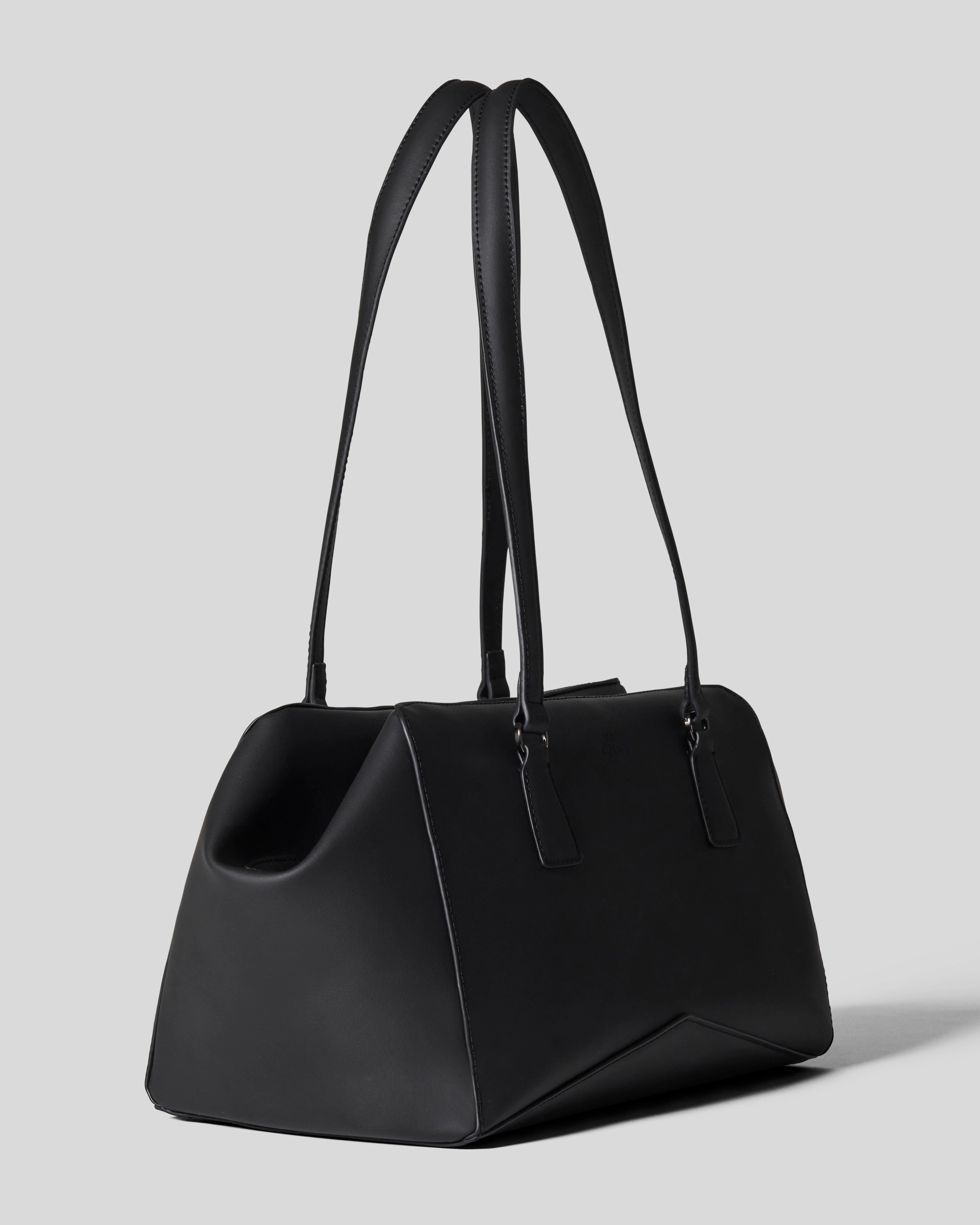 Bisaccia Geometric Plant-Based Shoulder Bag | Black