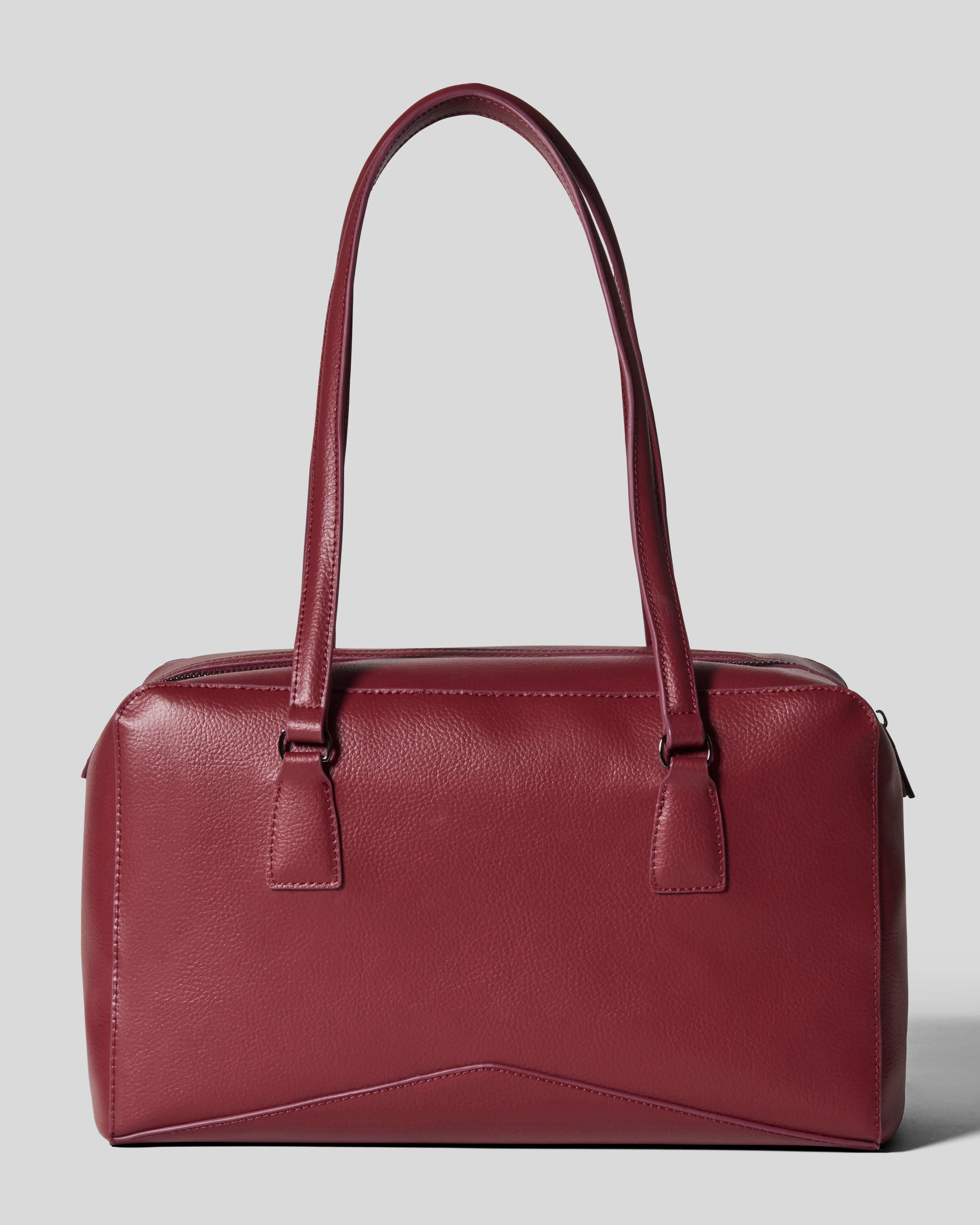 Bisaccia Geometric Plant-Based Shoulder Bag | Bordeaux