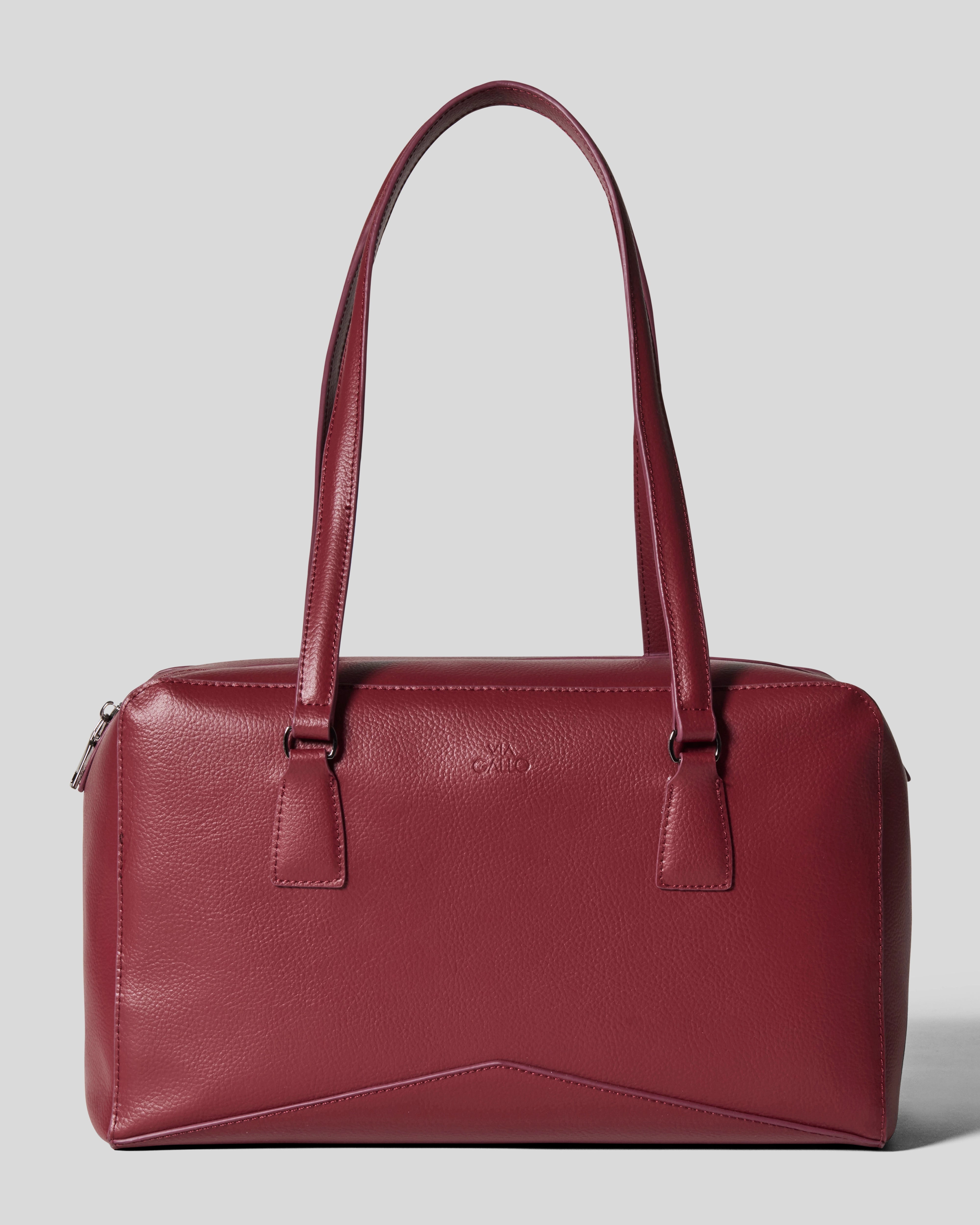 Bisaccia Geometric Plant-Based Shoulder Bag | Bordeaux